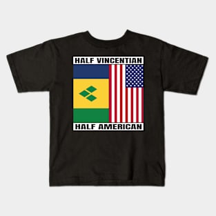 Half Vincentian Half American Heritage USA Roots & Vincent and the Grenadines DNA Family Flag Design Kids T-Shirt